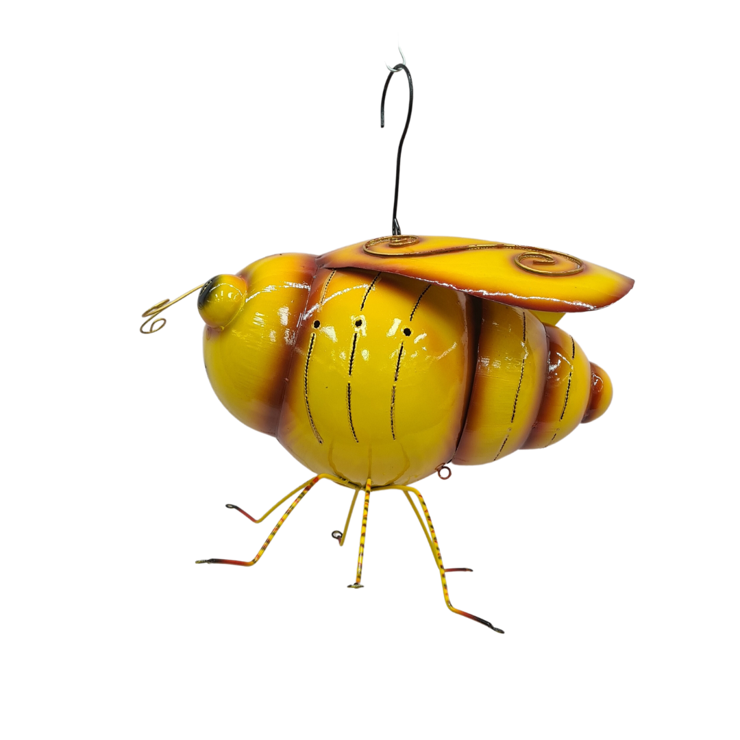 Bee bright yellow hanging candle light holder 35 cm