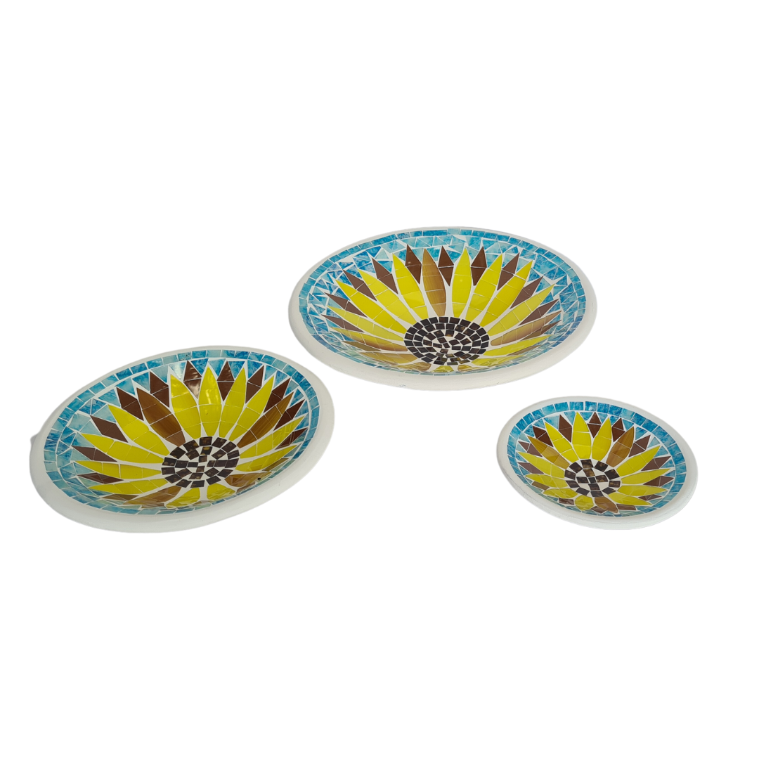 Ceramic glassware bowls set of 3 sun flower patterns