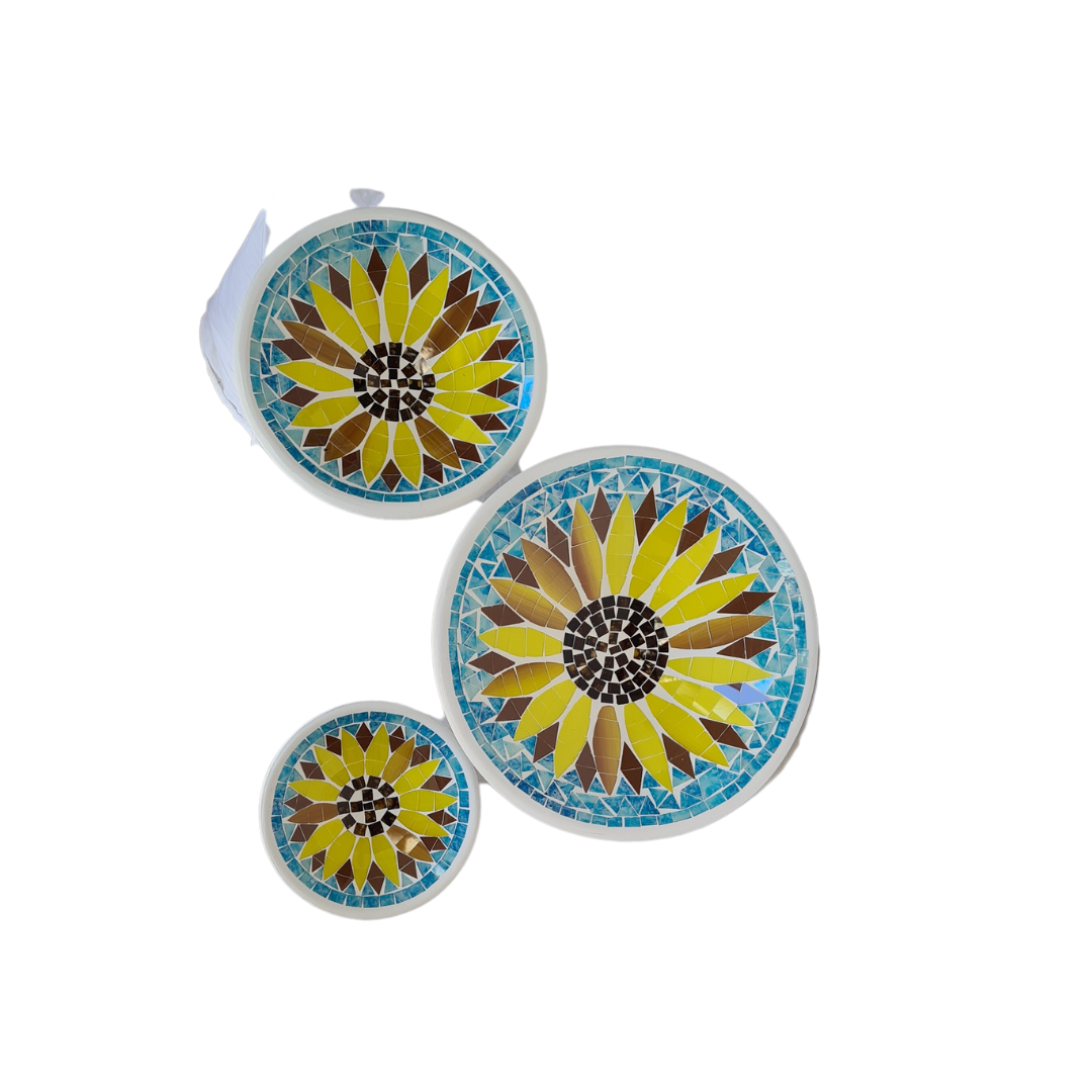 Ceramic glassware bowls set of 3 sun flower patterns