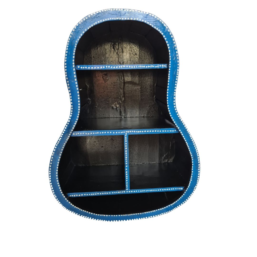 Guitar base shaped wall decoration red & blue patterns