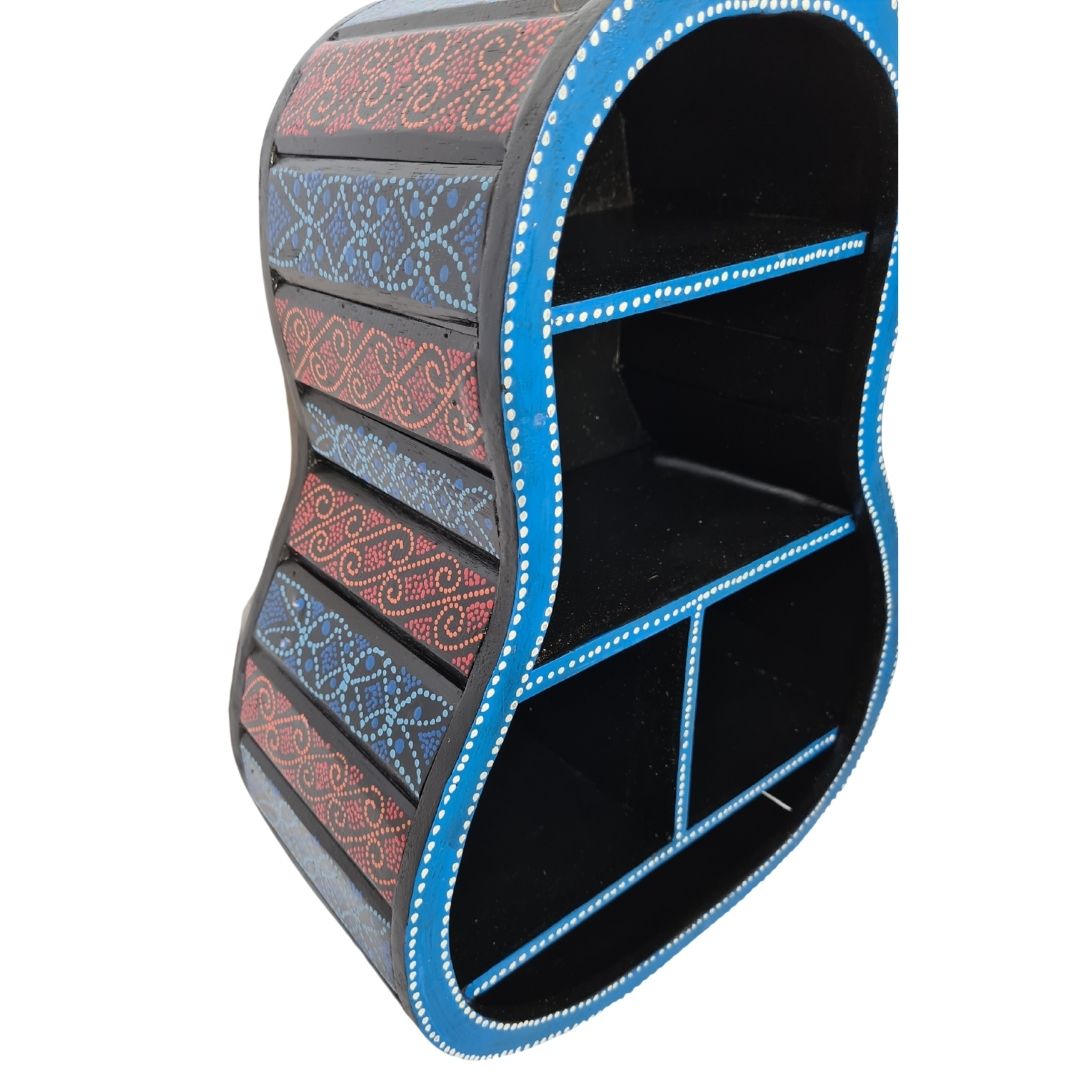 Guitar base shaped wall decoration red & blue patterns