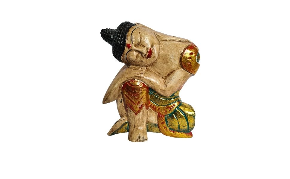 Sitting Buddha resting with traditional wrap