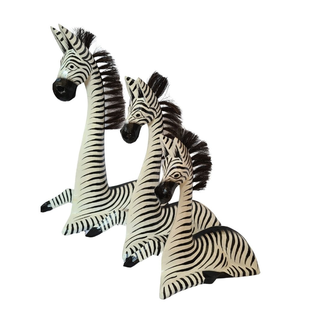 Zebra sitting - set of 3 - 30, 40 & 50cm