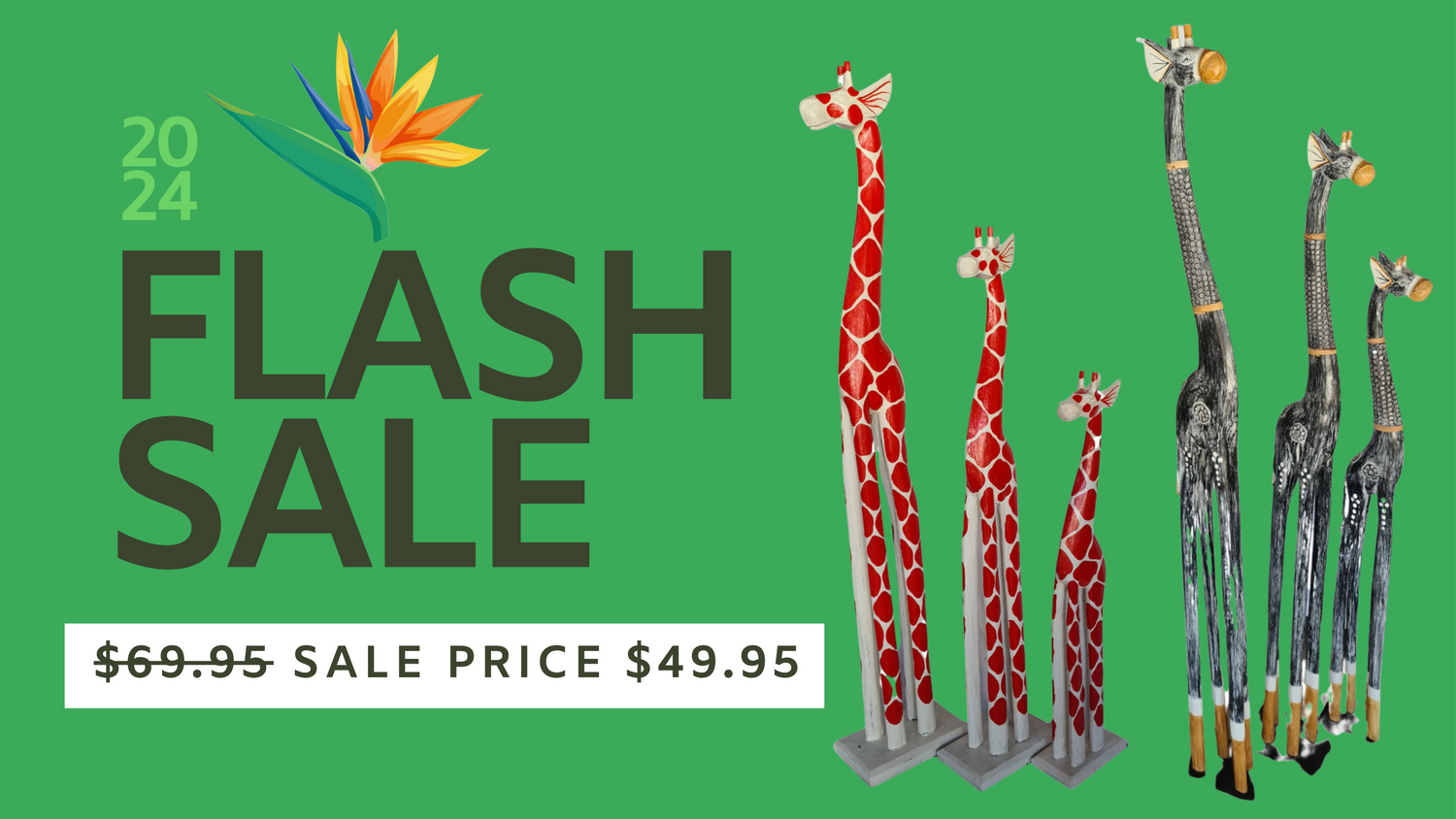 Balinese Hand Carved Wooden Giraffes Flash Sale, on NOW!