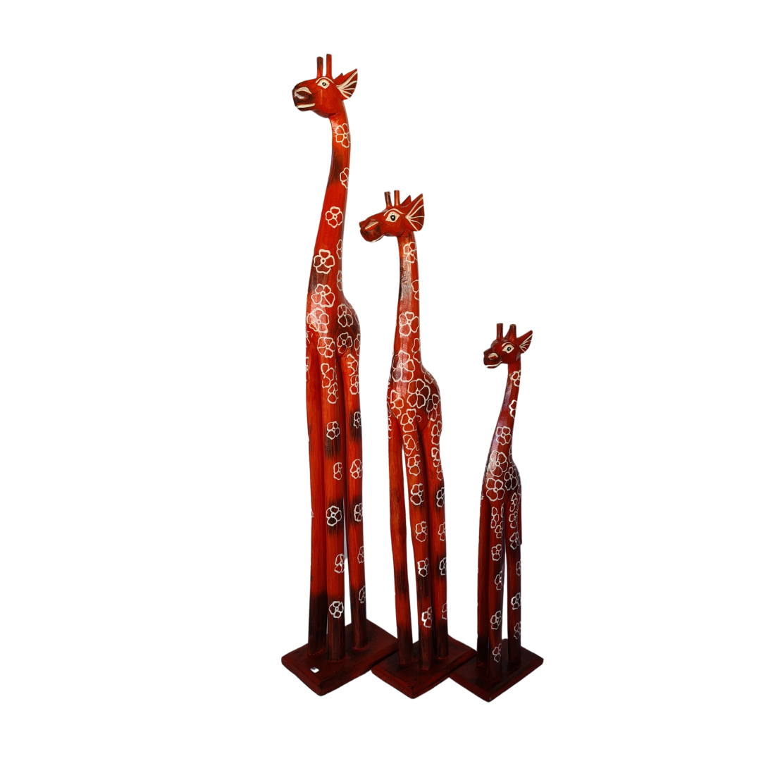 Balinese Hand Carved Wooden Giraffes