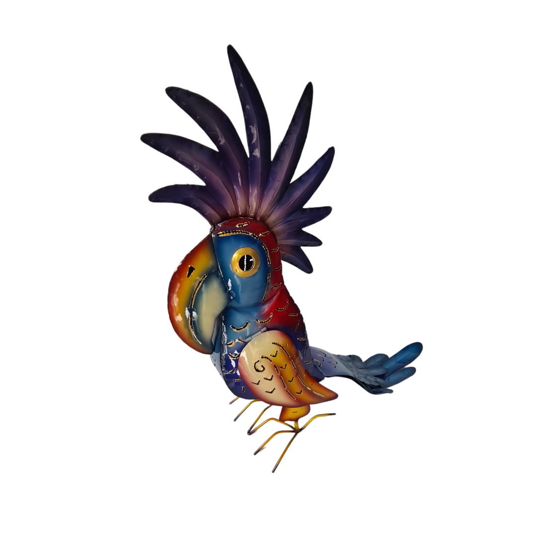 Metal kaktoa bird as tea light holder purple 45 cm tall