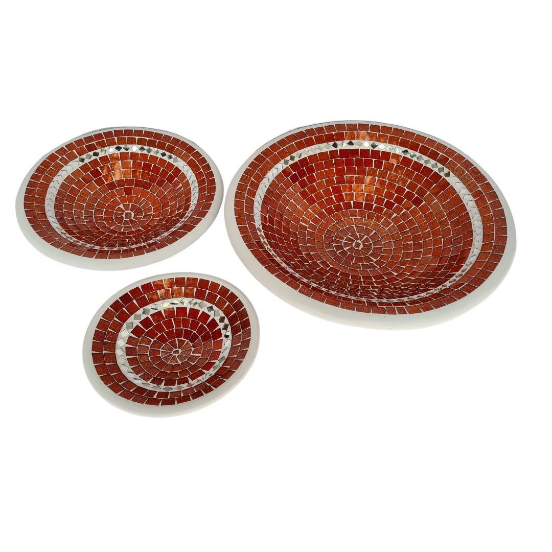 Ceramic glassware bowls set of 3 orange colours