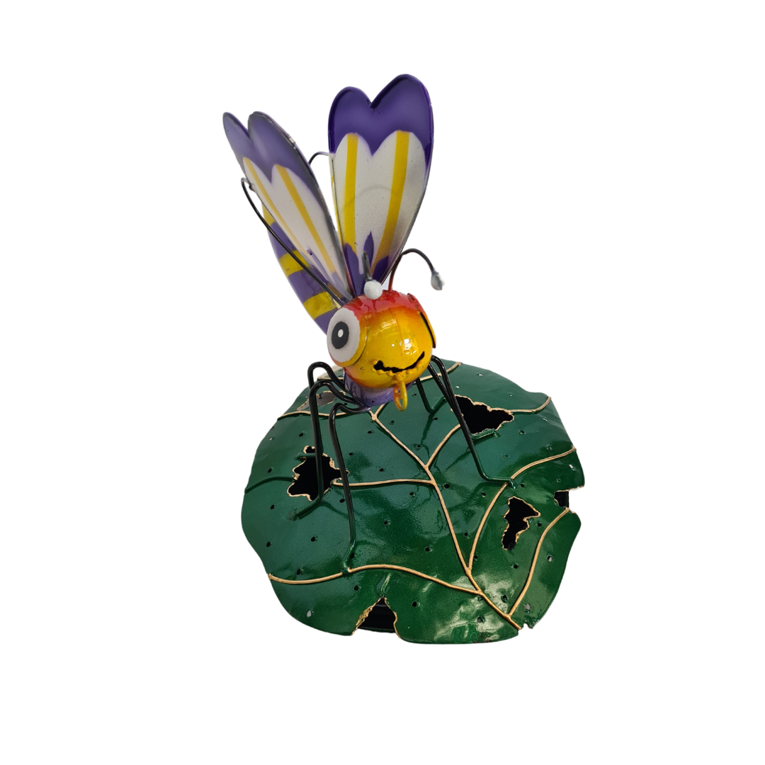 Mosquito coil holder with butterfly on a leaf 23 cm