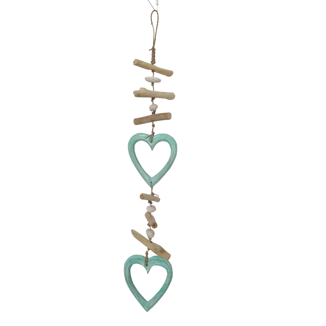 Mobile hanging with green heart shapes 70 cm