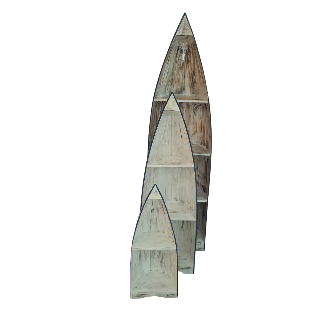 Boat shaped display cabinets - 200, 150 &amp; 100 cm