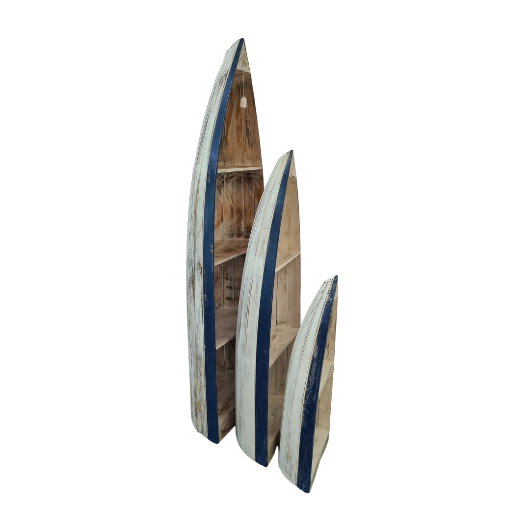 Boat shaped display cabinets - 200, 150 &amp; 100 cm