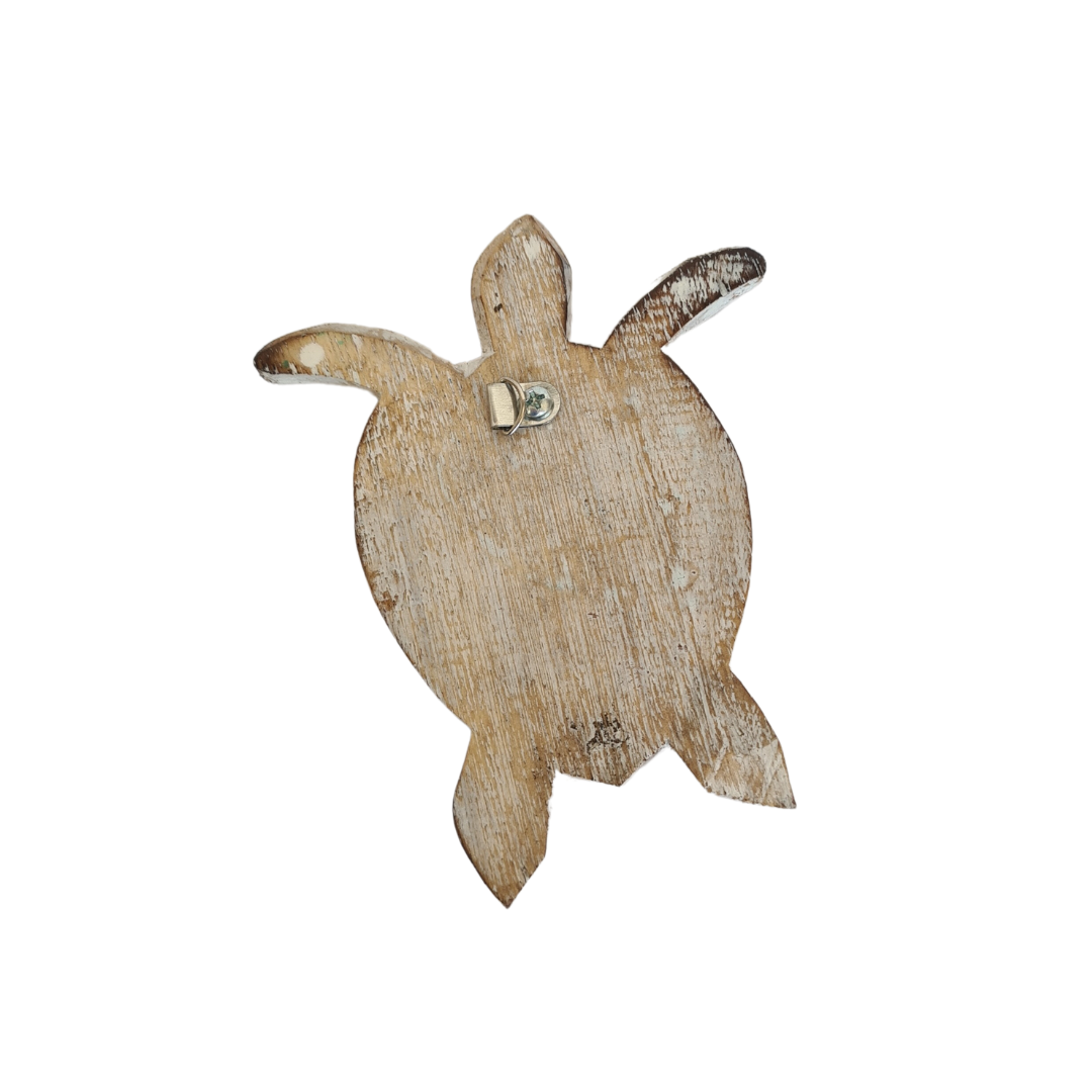 Turtle wooden wall hanging blue 15 cm