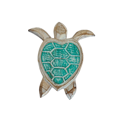 Turtle wooden wall hanging green 11 cm