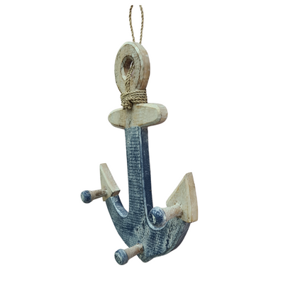 Anchor wall hanging wooden with 3 coat hooks