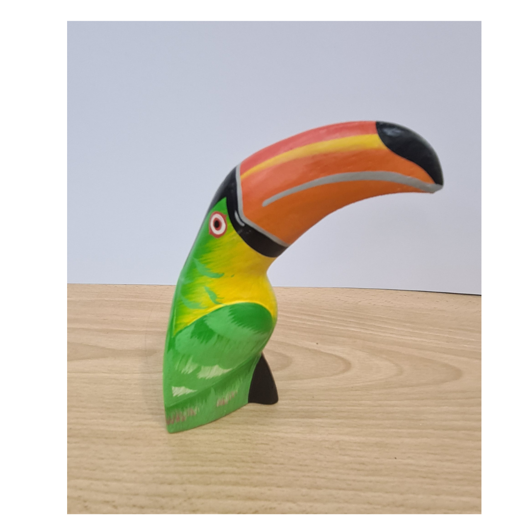 Macaw wooden bird figure green 10 cm