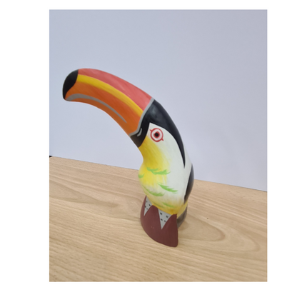 Macaw wooden bird figure yellow 10 cm