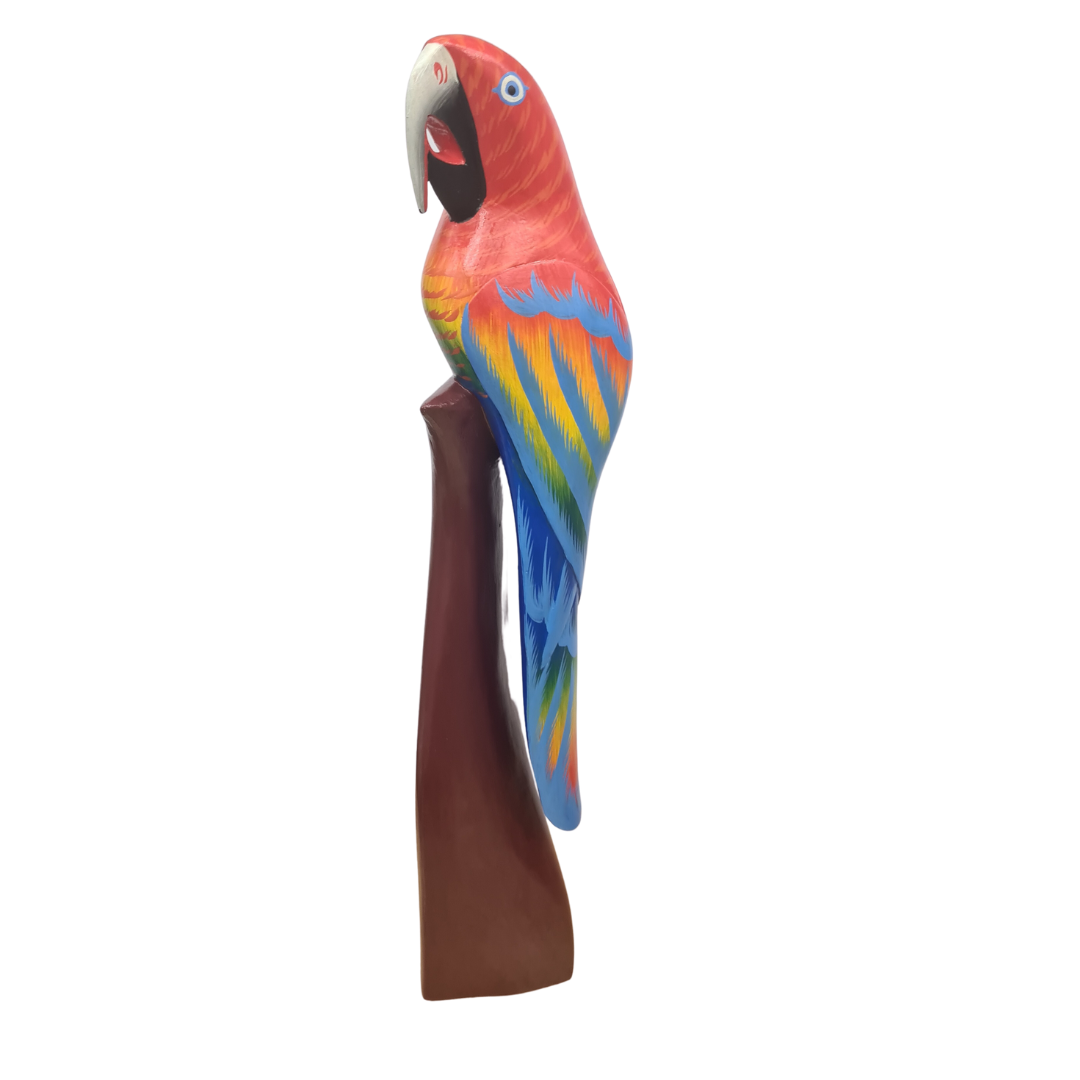Budgie wooden figure sitting on a post red &amp; blue 60cm