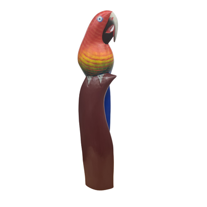 Budgie wooden figure sitting on a post red &amp; blue 60cm