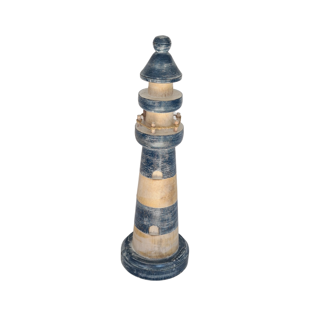 Lighthouse wooden with blue circles 40 cm tall
