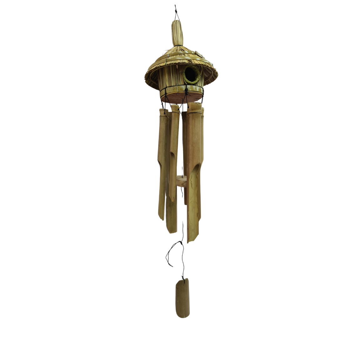 Bamboo bird house with chimes 50 cm long