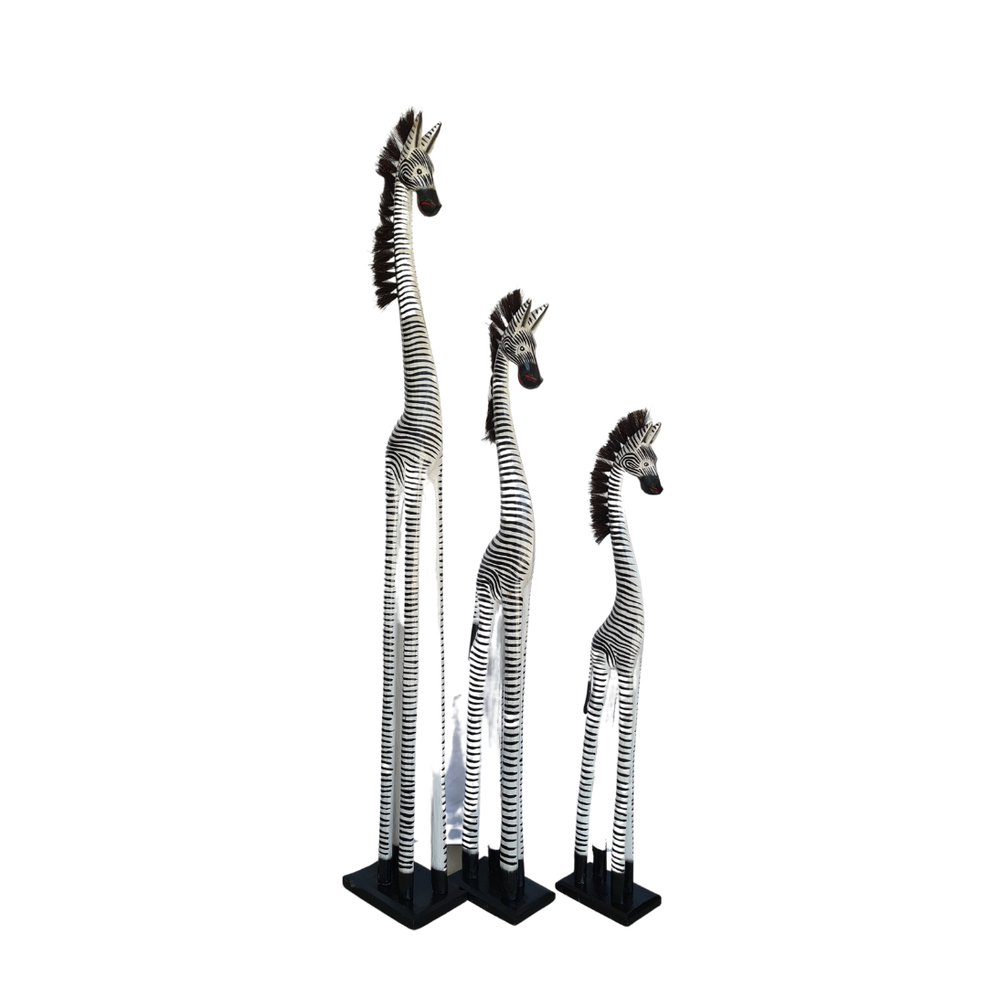 Zebra set of 3 white and black colours with hair mane 150, 120 &amp; 100 cm