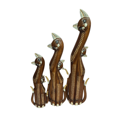 Cat double figures set 3 in brown 100, 80 &amp; 60 cm tall
