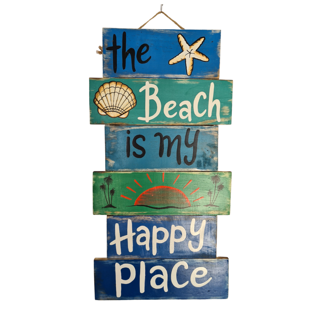 Plaque &quot;The Beach is my happy place&quot; 35 x 60 cm