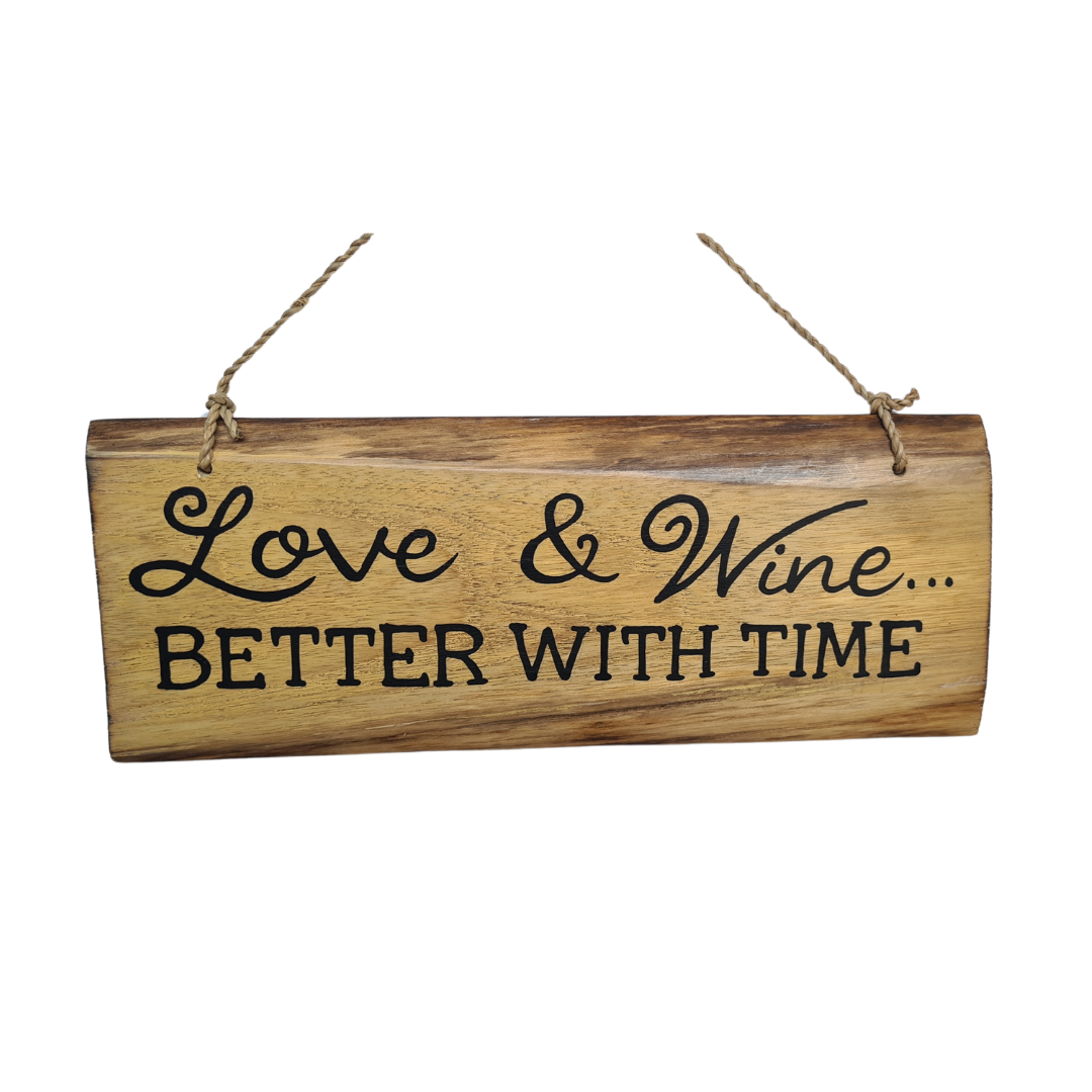 wooden wall plaque, &quot;Love &amp; wine ....&quot; 30 cm