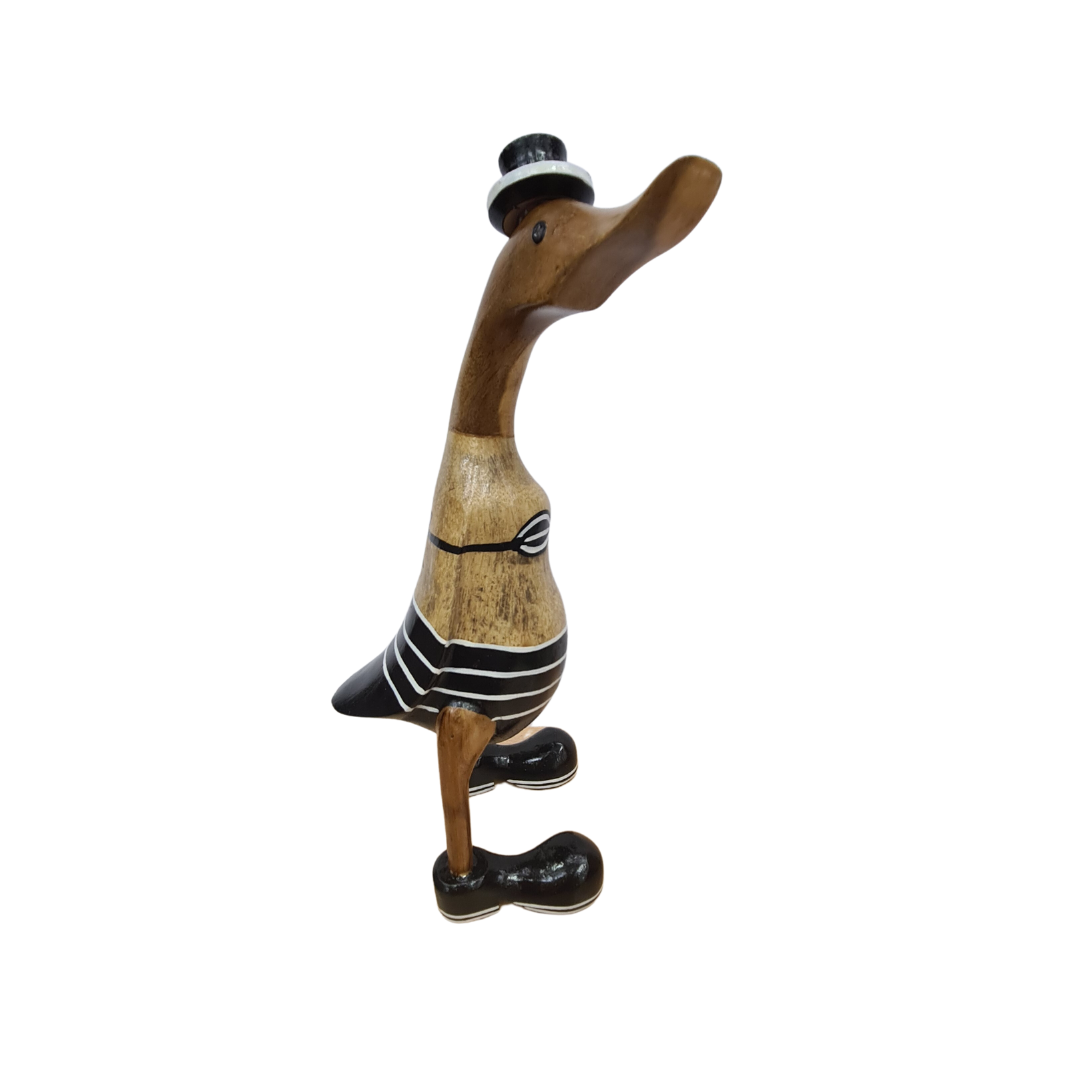 Duck wooden in black and white bikini 30 cm