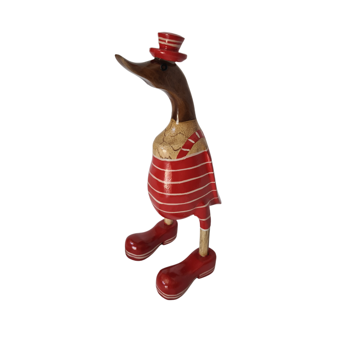 Duck wooden with red swimmers 25 cm