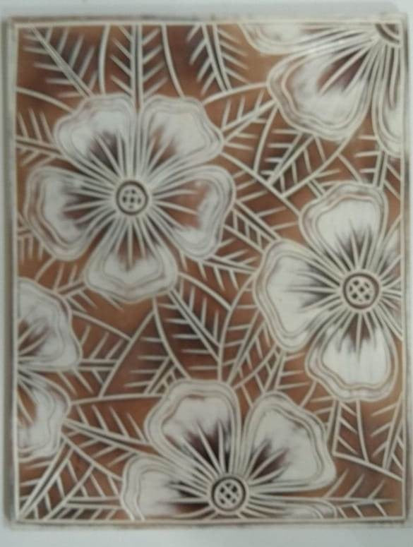 Hanging wall carving brown white flower