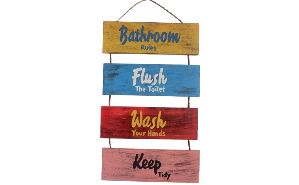 Wall Plaque - Bathroom Rules, flush ...
