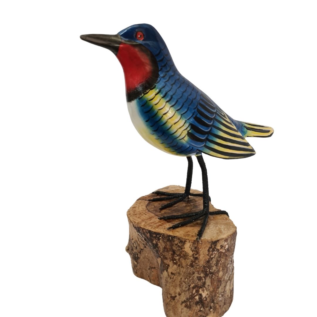 Blue bird stand on the wooden stakes 15cm