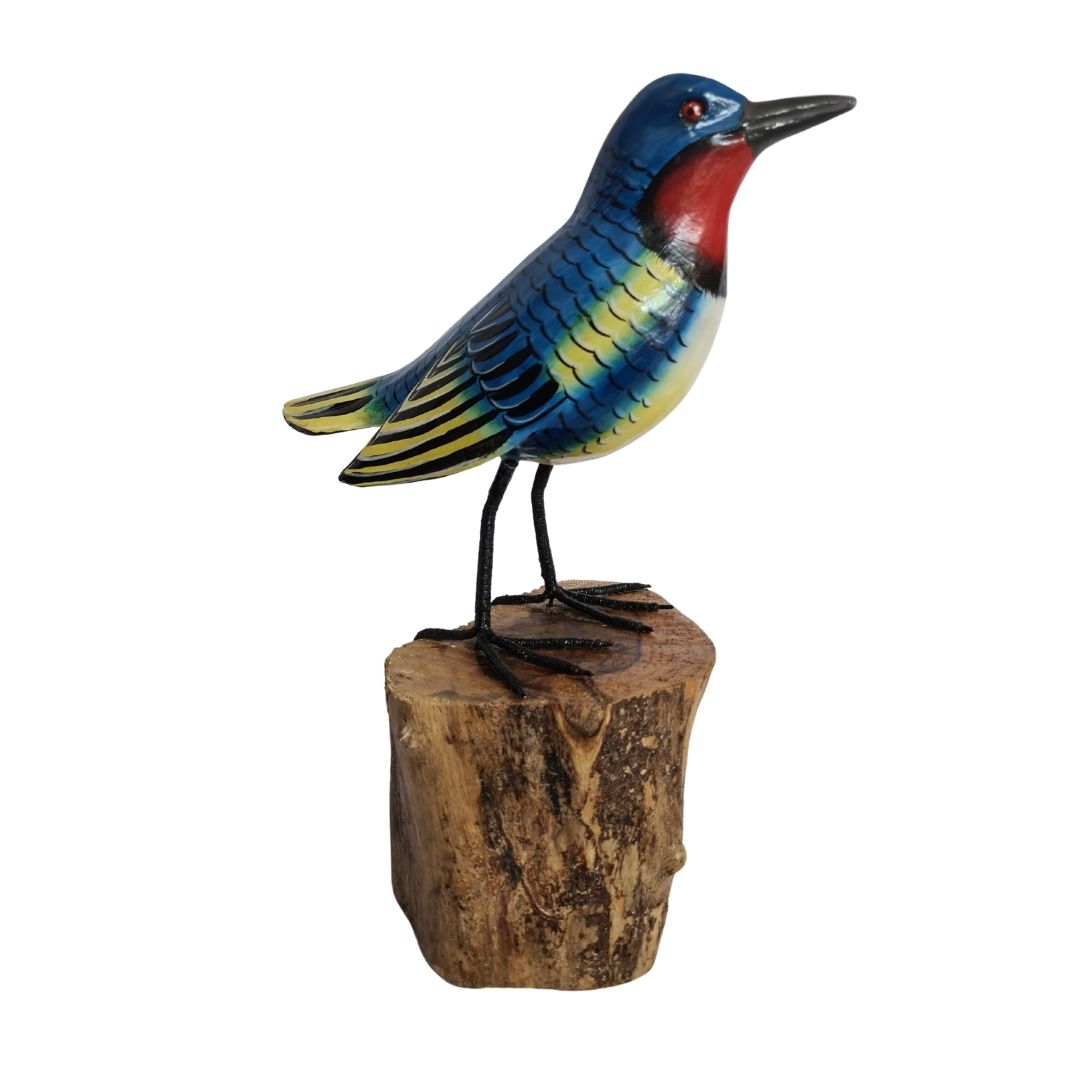 Blue bird stand on the wooden stakes 15cm