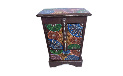 dot painted tall wooden box