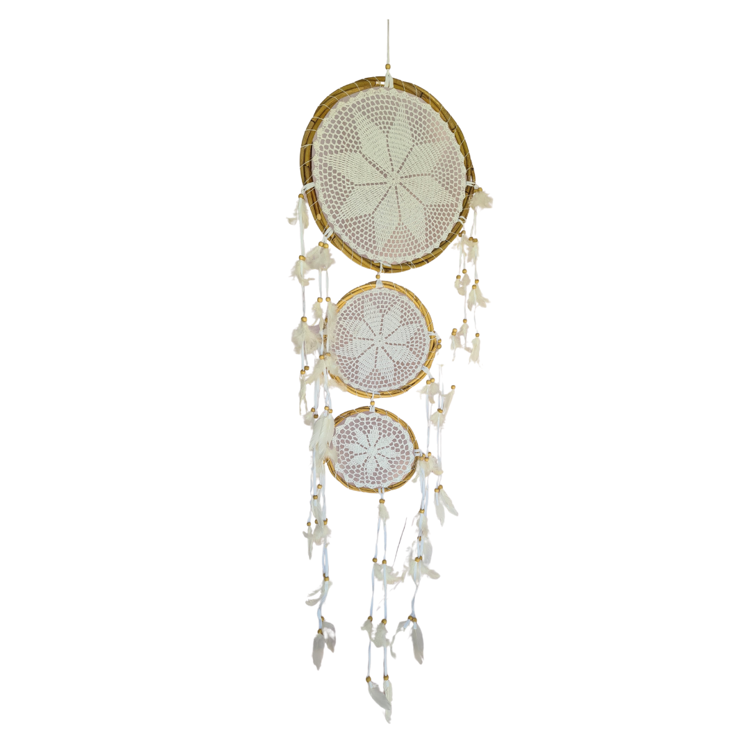 Dreamcatcher three circles with vivid colours and coloured feather tails (06)