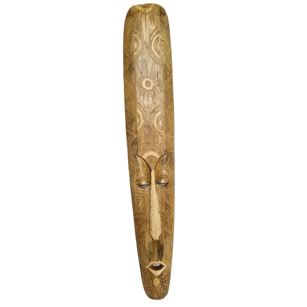 Face mask 100cm light timber with intricate motifs (H)