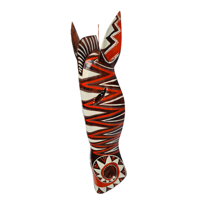 Zebra mask timber finish with orange/white pattern 50cm (G)