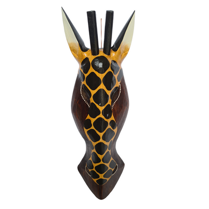Zebra mask timber finish with white/brown patterns 50cm (N)