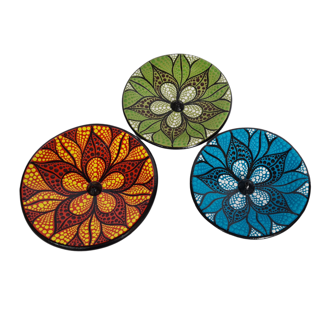 Ceramic incense plates flower designs multiple colours GW52