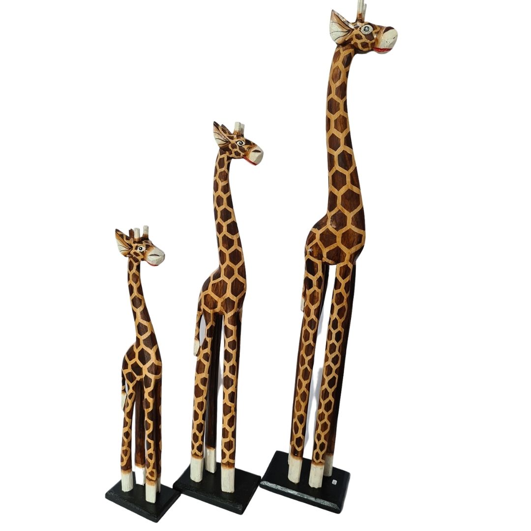 Wooden giraffe as set of 3 (100, 80, 60cm) (F)