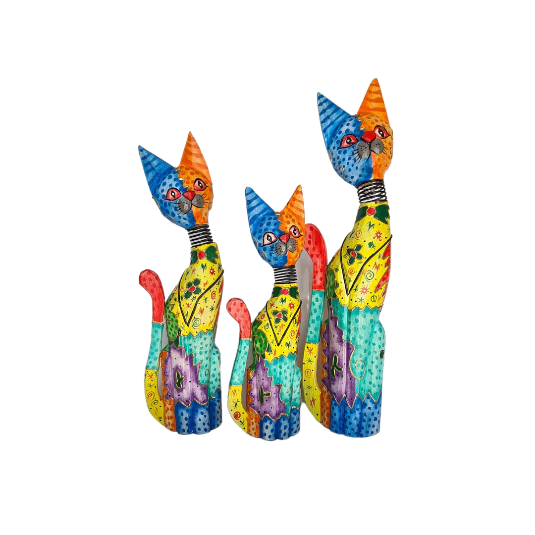 Cat set of 3 vivid colours with wire necks