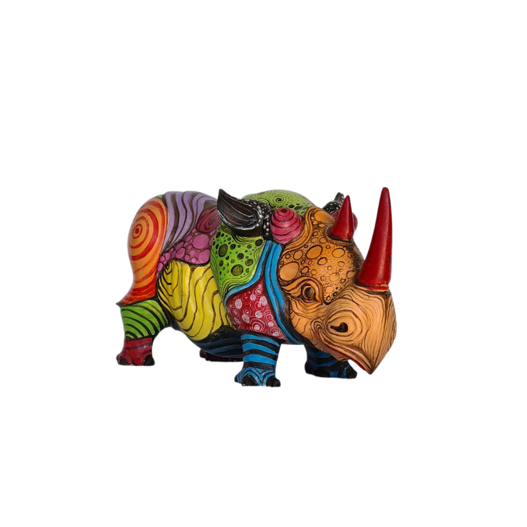 Rhinoceros figurine hand painted with vivid colours