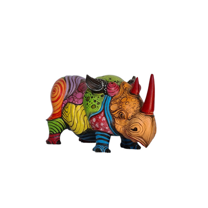 Rhinoceros figurine hand painted with vivid colours