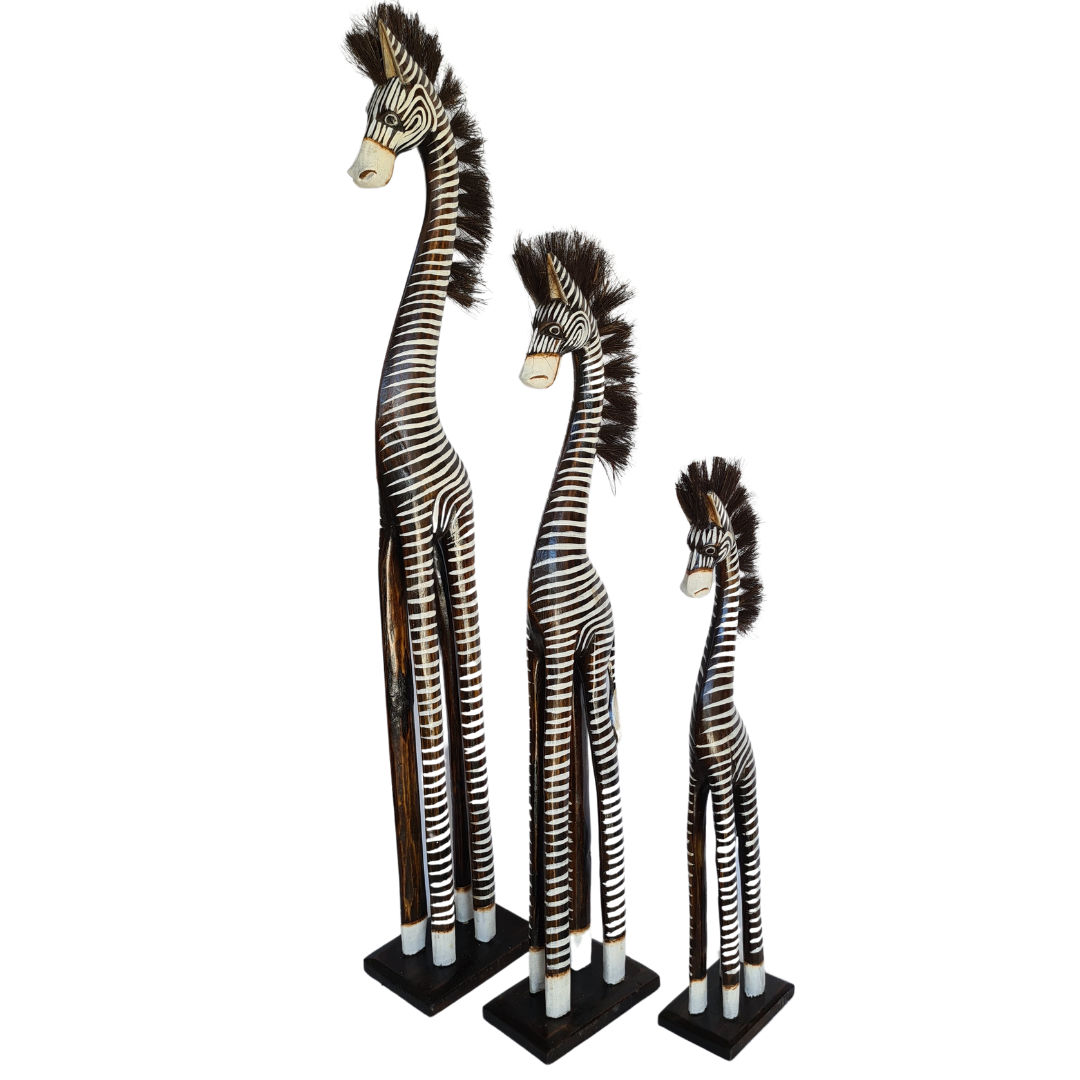 Zebra figurines darker colour set of 3 - 60, 80 &amp; 100cm tr2305