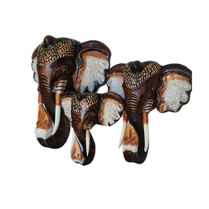 Elephant heads, set of 3 - 30, 40 &amp; 50cm  tr2306