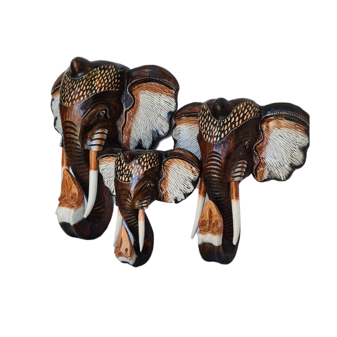 Elephant heads, set of 3 - 30, 40 &amp; 50cm  tr2306