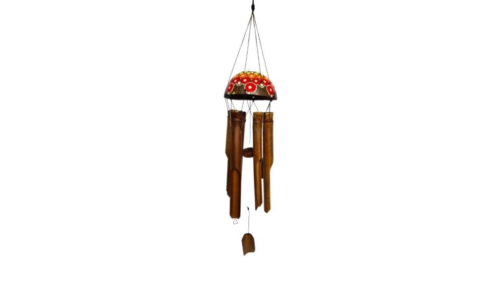 Windchime coconut painted red/brown (c)