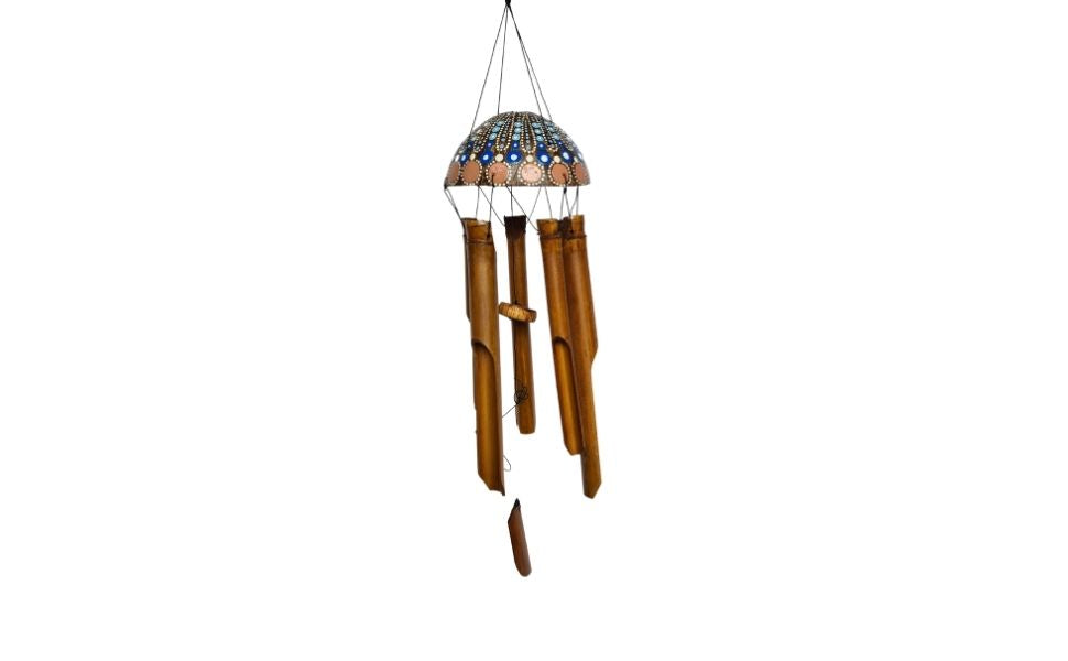 Windchime coconut painted blue/brown (d)