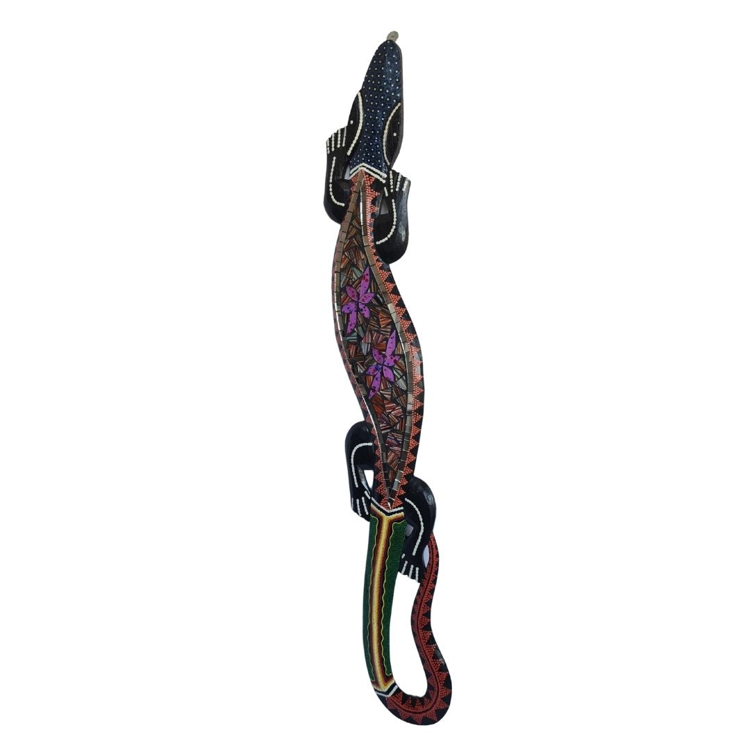 Gecko with purple/red glass and coloured tail 100cm (h)